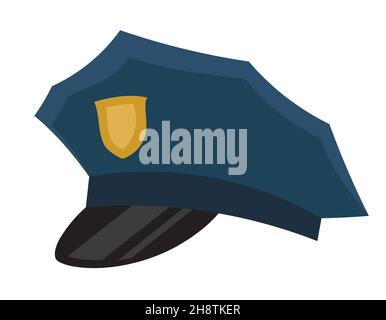 Classic police cap. Headdress in flat style. Stock Vector