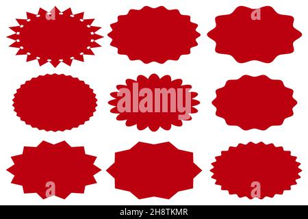 Set of stickers with an image of star formation or sun rays. Vintage labels, stickers. Design elements. Vector illustration. Stock Vector