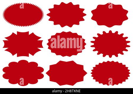 Set of stickers with an image of star formation or sun rays. Vintage labels, stickers. Design elements. Vector illustration. Stock Vector