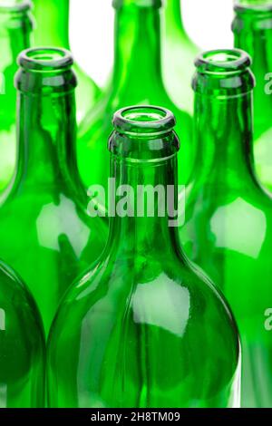 Many empty green bottles Stock Photo