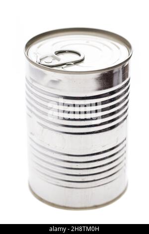 Old can isolated on white background Stock Photo