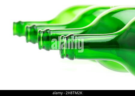 Many empty green bottles Stock Photo