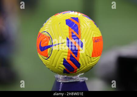 Milan, Italy. 01st Dec, 2021. Official Nike Serie A Matchball during the Serie A 2021/22 football match between FC Internazionale and Spezia Calcio at Giuseppe Meazza Stadium, Milan, Italy on December 01, 2021 Credit: Independent Photo Agency/Alamy Live News Stock Photo