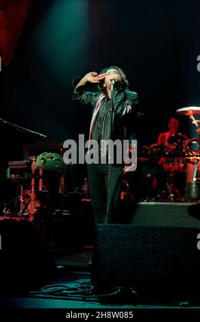 Michael Hutchence, lead singer of Australian rock group INXS, performing live at the Brixton Academy, London on 28/10/1994 Stock Photo