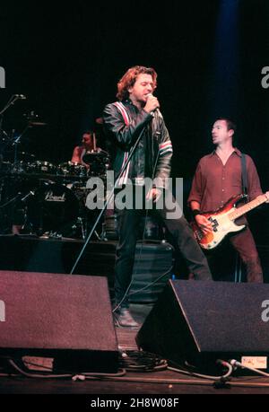 Michael Hutchence, lead singer of Australian rock group INXS, performing live at the Brixton Academy, London on 28/10/1994 Stock Photo