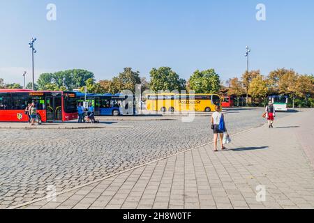 ERLANGEN, GERMANY - SEPTEMBER 15, 2016: View of the Bus station in Erlangen, Germany Stock Photo