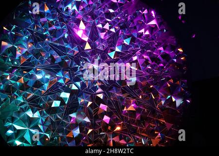 Neon abstract texture background with geometric triangle form shapes Stock Photo