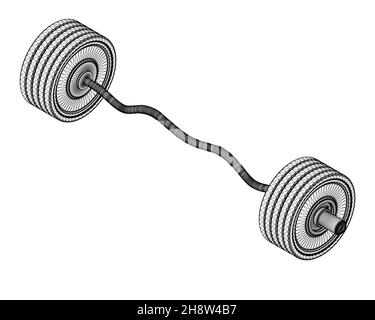 Wireframe of a sports bar from black lines isolated on a white background. Isometric view. 3D. Vector illustration. Stock Vector
