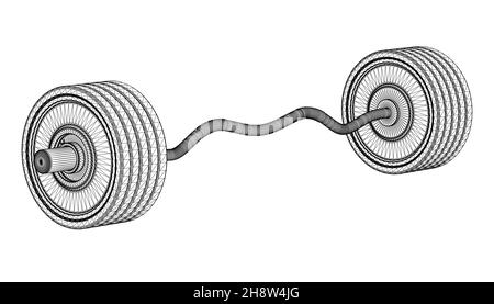 Wireframe of a sports bar from black lines isolated on a white background. Perspective view. 3D. Vector illustration. Stock Vector