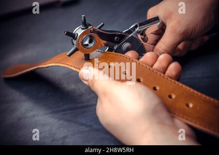 Craftsman being keen on his buisness Stock Photo