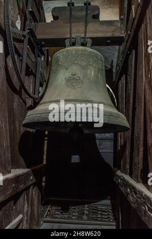 Bell of the Black Tower Cerna vez in Ceske Budejovice, Czech Republic Stock Photo