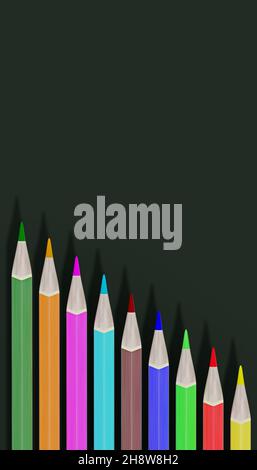 Colorful pencils with blank background. 3d rendering Stock Photo