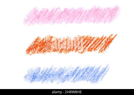 set of colored oil pencil strokes isolated on white background. High quality photo Stock Photo