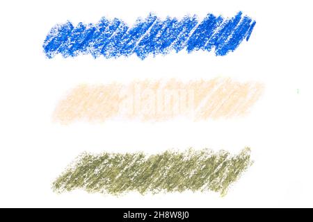 set of colored oil pencil strokes isolated on white background. High quality photo Stock Photo