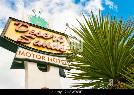 sign of desert sands motor hotel on the famous Route 66 central avenue Albuquerque  USA Stock Photo