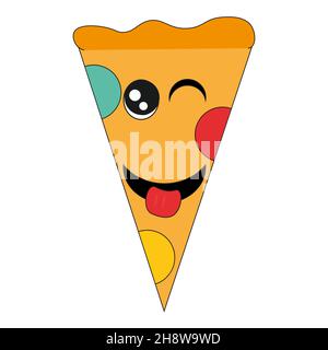 Cartoon Pepperoni Pizza slice. Vector illustration Stock Vector