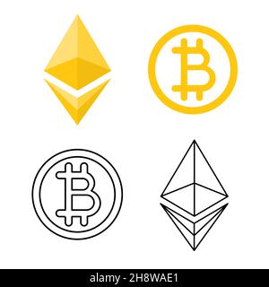 Blockchain Bitcoin Icon Symbol - Vector illustration Stock Vector