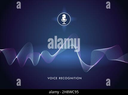 voice recognition concept flat vector illustration of sound symbol intelligent technologies Stock Vector