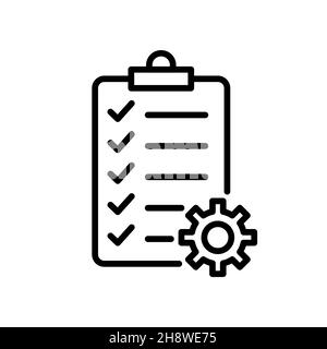 Check list linear icon. Clipboard with check marks. Vector illustration. Setting icon. Stock Vector