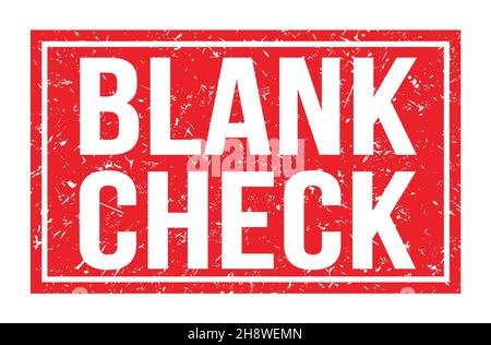 BLANK CHECK, words written on red rectangle stamp sign Stock Photo