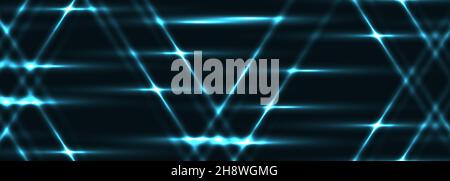 Black abstract technology background with turquoise neon lines. Futuristic technological background. Stock Vector