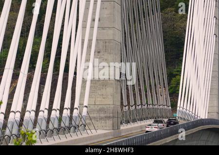 Penobscot Narrows Bridge on route 1 in Verona Bucksport Maine Stock Photo