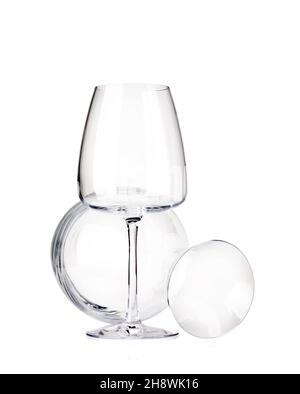 Wine glass and decanter. Isolated on white background Stock Photo