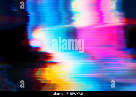 Motion Glitch interlaced Multicolored Distorted textured futuristic background Stock Photo