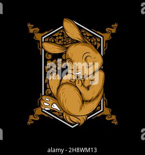 a cute sleeping rabbit with awesome background Stock Vector