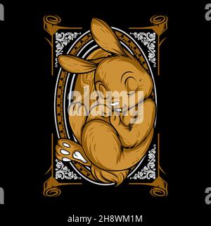 a cute sleeping rabbit with awesome background Stock Vector