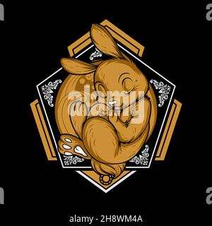 a cute sleeping rabbit with awesome background Stock Vector