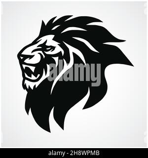 Lion Head Roar Logo Vector Mascot Icon Stock Vector