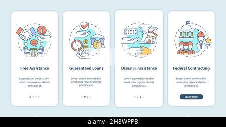 Government programs for business onboarding mobile app page screen Stock Vector