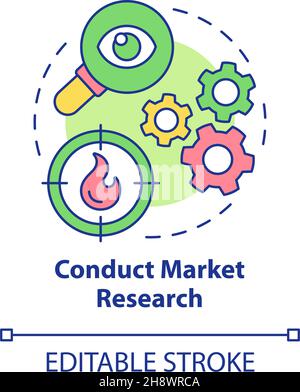 Conduct market research concept icon Stock Vector