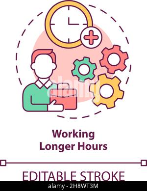 Working longer hours concept icon Stock Vector