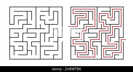 Education logic game labyrinth for kids. Find right way. Maze or puzzle design. Vector illustration. Stock Vector