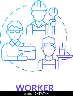 Worker social role blue gradient concept icon Stock Vector