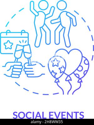 Social events blue gradient concept icon Stock Vector