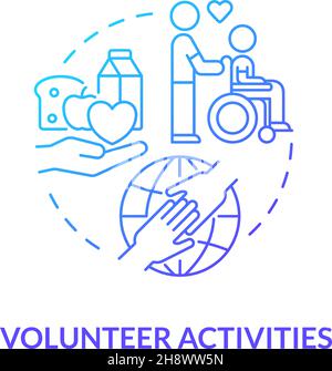 Volunteering work blue gradient concept icon Stock Vector