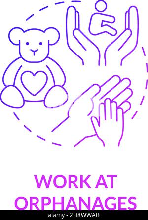 Volunteering at orphanages purple gradient concept icon Stock Vector