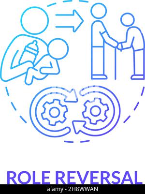 Social role reversal blue gradient concept icon Stock Vector
