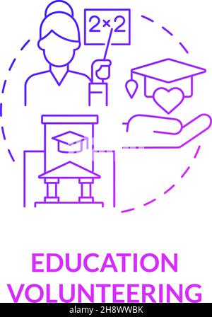 School volunteering purple gradient concept icon Stock Vector