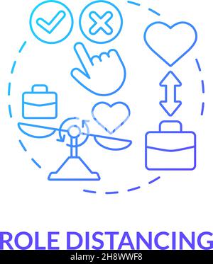 Role distancing action red gradient concept icon Stock Vector