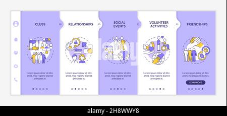 Social participation example onboarding vector template Stock Vector