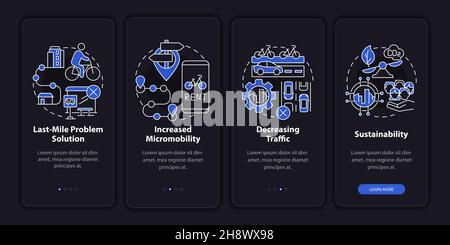 Scooter sharing advantages onboarding mobile app page screen Stock Vector