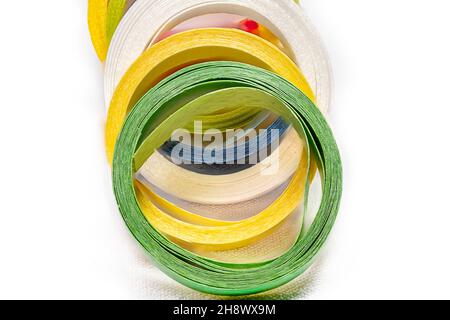 Multi-colored ribbons on a white background Stock Photo