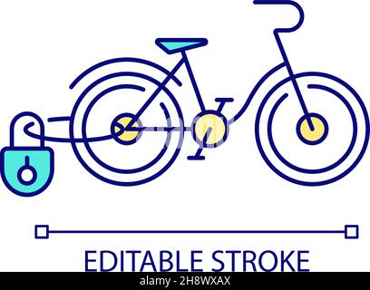Bike lock for security RGB color icon Stock Vector