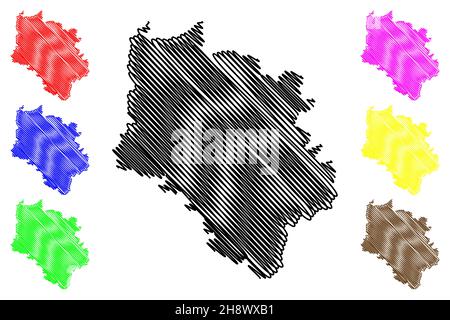 Haveri district (Karnataka State, Republic of India, Belgaum division) map vector illustration, scribble sketch Haveri map Stock Vector