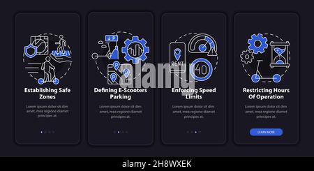 Public bicycle scheme rules onboarding mobile app page screen Stock Vector