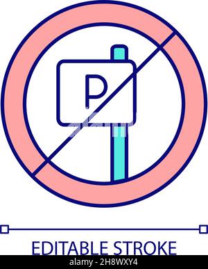 Restricted parking zone RGB color icon Stock Vector